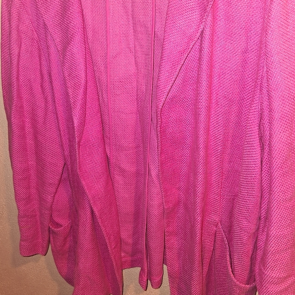 Eileen Fisher Pink Linen Cotton Blend Textured  Blazer 1X - Picture 3 of 8